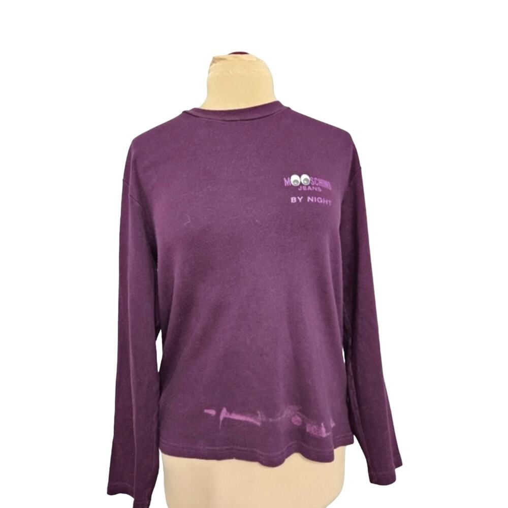 Moschino Sweatshirt Womens‎ Purple 3D Eyes Moschino Jeans by Night Graphic Large